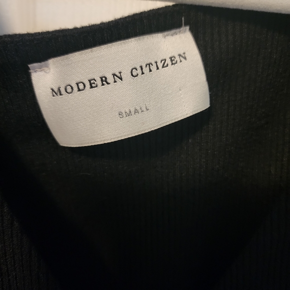 EUC Modern Citizens Black Ribbed Jersey Short Sleeve Ruth Wrap Dress - Picture 10 of 10